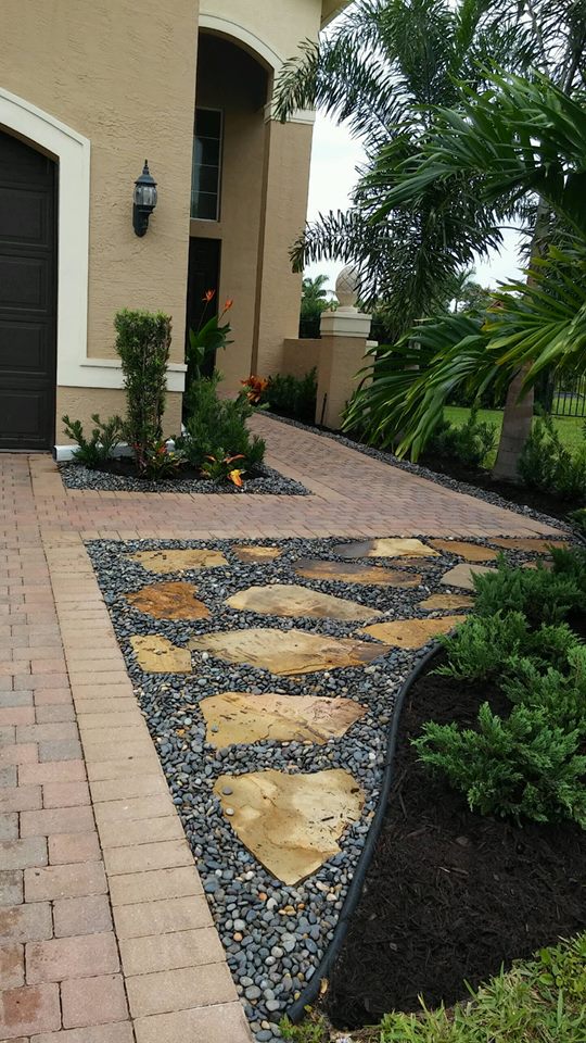 using landscape stone by driveway